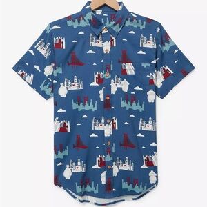 Unisex Disney Big Hero 6 San Fransokyo Scenic Allover Print Woven Shirt BoxLunch